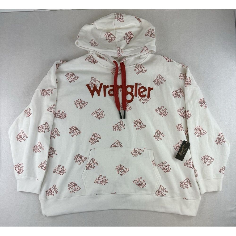 Wrangler White Hoodie with Red Accents